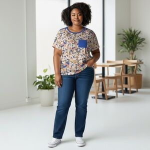 J Crew Floral Print Short Sleeve Top NWT Size XXL